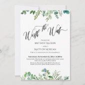 お待ちいただく価値のあるユーカリグリーンの受付表紙 招待状 (正面)