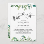 お待ちいただく価値のあるユーカリグリーンの受付表紙 招待状 (正面/裏面)