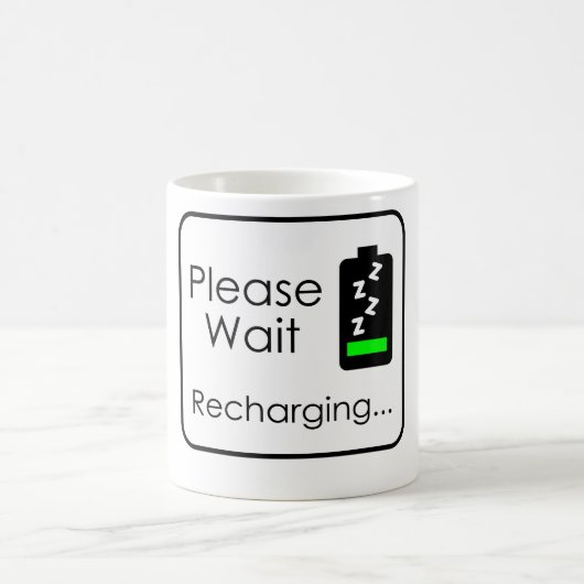 お待ちください…再充電 コーヒーマグカップ (中央)