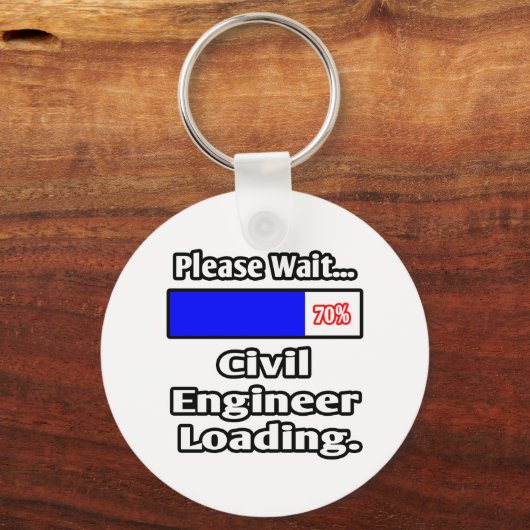 お待ちください…土木技術者の読み込み キーホルダー (正面)