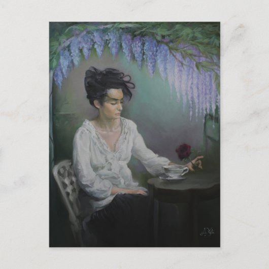 お待ち中の女性 ポストカード (正面)