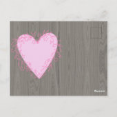 お後を追いのハートかわいいピンクのドードルハートオンウッド ポストカード (裏面)