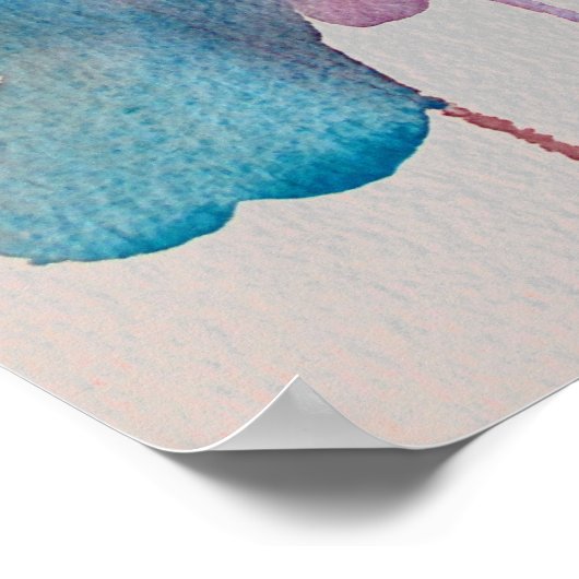 お後を追客様の魂引用文水の色の青い花 ポスター (角)