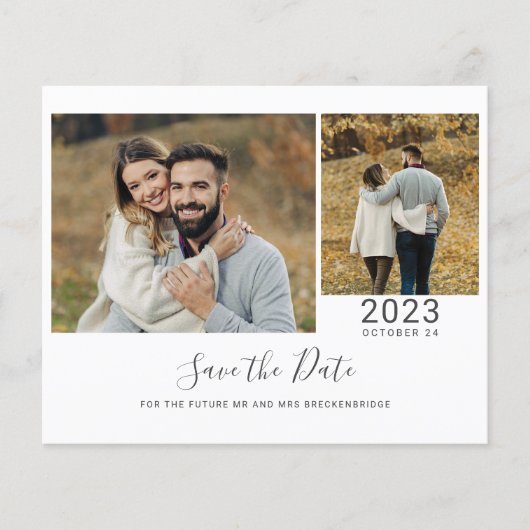 お得なスクリプト 2枚の写真で作成する結婚式の延期案内状 (正面)