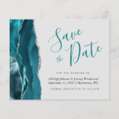 お得なターコイズブルーシルバーアゲートグレー Save the Date (正面)