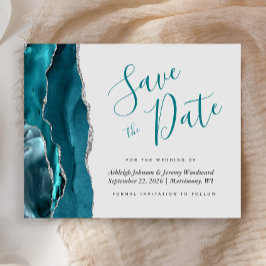 お得なターコイズブルーシルバーアゲートグレー Save the Date