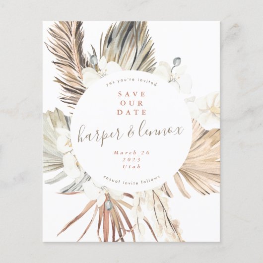 お得なパンパス ボーホー ビーチ サマー セーブ・ザ・デート チラシ (正面)