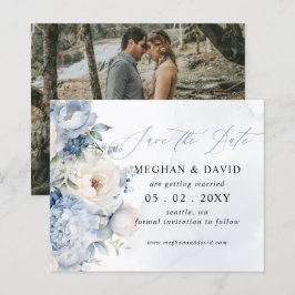 お得な植物モチーフのダスティブルー写真を使った結婚式の延期・日程変更のお知らせ