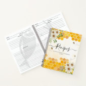 お得な花柄ハニカムミツバチ黄色レシピ ノートブック (内部)