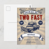 お急ぎの2歳誕生日男子 車 安価 誕生日招待状 ポストカード (正面/裏面)