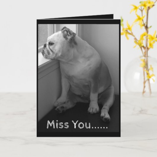 お恋しく思前はカード悲しいブルドッグに挨拶する カード (黄色い花)