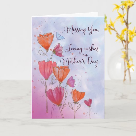 お恋しく思母さんの日はオレンジ色のカードが大好き カード (黄色い花)