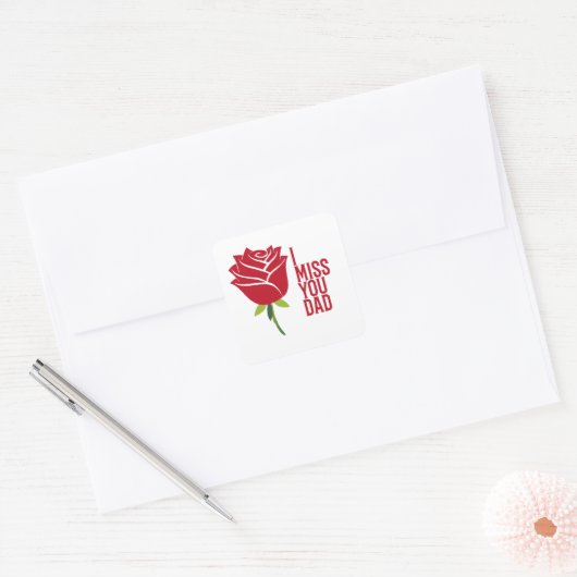お恋しく思父さん赤いバラのパパが好き スクエアシール (封筒)