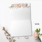 お悔やみのお礼の写真付きカード、ピンクの花の葬儀 サンキューカード