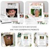 お悔やみのお礼の写真付きカード、ピンクの花の葬儀 サンキューカード