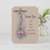 お悔やみの悔やみや弔慰ありがとうカトリック十字架 サンキューカード (スタンド正面)