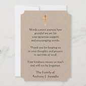 お悔やみの悔やみや弔慰ありがとうカトリック十字架 サンキューカード (裏面)