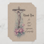 お悔やみの悔やみや弔慰ありがとうカトリック十字架 サンキューカード (正面/裏面)