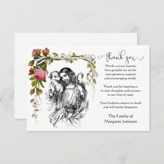 お悔やみを述べるイエス·宗教的な主 サンキューカード (正面/裏面)