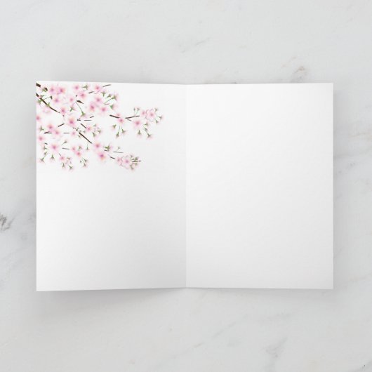 お悔やみカードまたは感謝カード - 桜の花 カード (内部)
