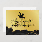 お悔やみカード ブラック&ゴールド テーマ ポストカード (正面/裏面)