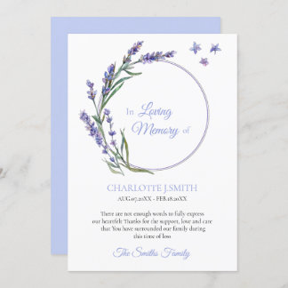 お悔やみメモリー ラベンダー 花 ありがとう 招待状