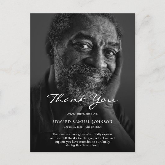 お悔やみ感謝カード オーダーメイド葬儀写真 ポストカード (正面)