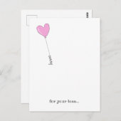 お悔やみ申し上げます - スイートピンクバルーン哀悼 ポストカード (正面/裏面)