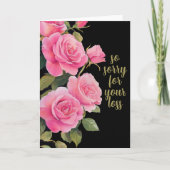 お悔やみ申し上げピンクのバラカスタムス カード (正面)