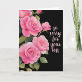 お悔やみ申し上げピンクのバラカスタムス カード (正面)