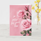 お悔やみ申し上げピンクのバラカスタムス カード (黄色い花)