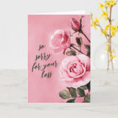 お悔やみ申し上げピンクのバラカスタムス カード (黄色い花)