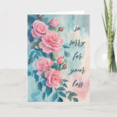 お悔やみ申し上げピンクのバラカスタムス カード (正面)