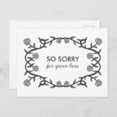 お悔やみ申し訳ございませんが紛失バラ枠ゴシック ポストカード (正面/裏面)