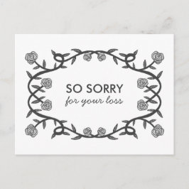 お悔やみ申し訳ございませんが紛失バラ枠ゴシック ポストカード