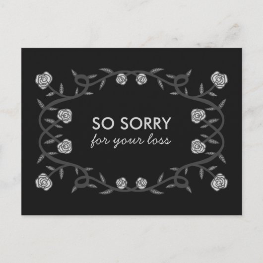お悔やみ申し訳ございませんが紛失バラ枠ゴシック ポストカード (正面)