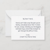 お悔やみ申し訳なく悔やみや弔慰 ノートカード (裏面)