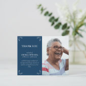 お悔やみ カスタム フォト 葬儀 感謝 ブルー ポストカード (スタンド正面)