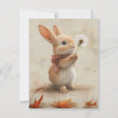 お悔やみ、タンポポのバニー ノートカード (正面)