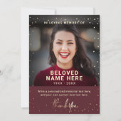 お悔やみ 葬儀 ワインレッド 感謝の気持ち フォトカード 招待状 (正面)