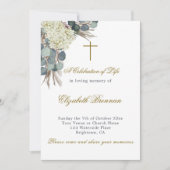 お悔やみ 葬儀 追悼 宗教 花 写真 エレガント 招待状 (正面)