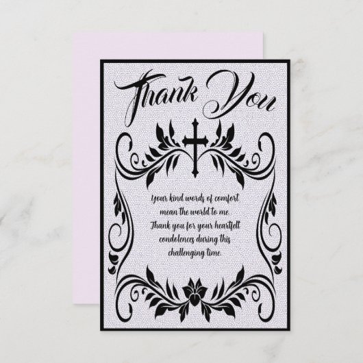 お悔シンプルやみメッセージの葬儀 サンキューカード (正面/裏面)