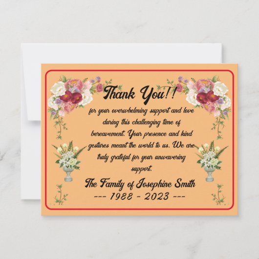 お悔シンプルやみメッセージの葬儀 ノートカード (正面)