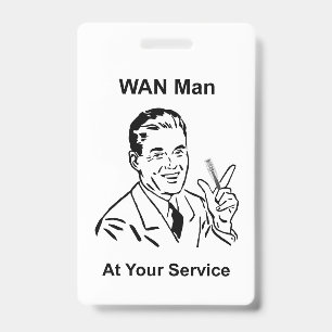 お悩みの広域ネットワーク(WAN)にお困りですか?そんなあなたをサポートするWANマンが登場!ユーモ バッジ