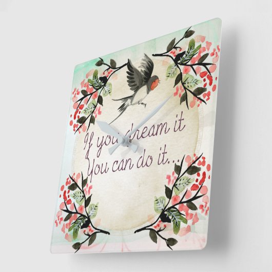 お感動的もし前が夢に見る水彩 スクエア壁時計 (傾斜)