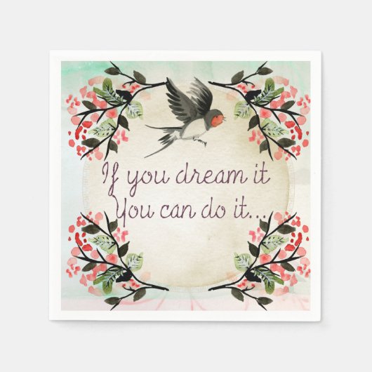 お感動的もし前が夢に見る水彩 スタンダードカクテルナプキン (正面)