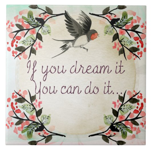 お感動的もし前が夢に見る水彩 タイル (正面)