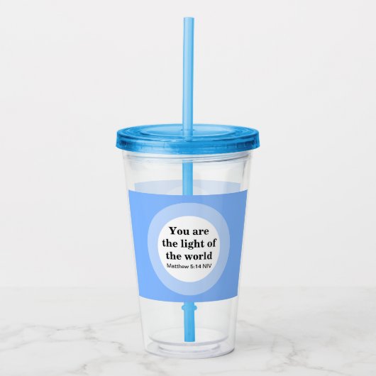 お感動的前は世界青の光だ アクリルタンブラー (正面)
