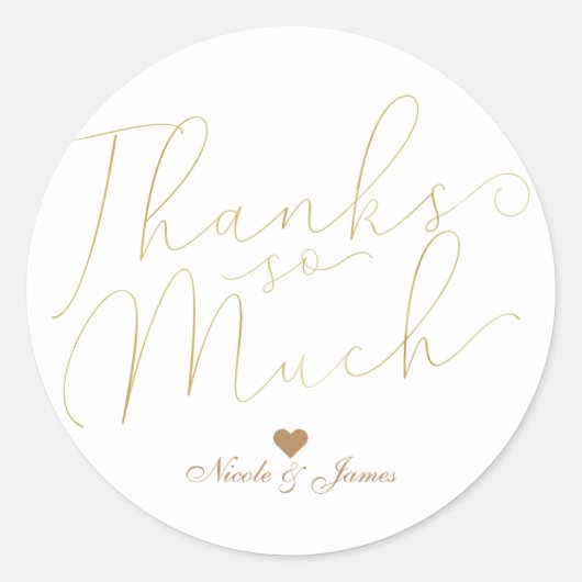 お感謝していした金ゴールドスクリプトタイプのお気に入り ラウンドシール (正面)