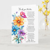 お感謝してい先生退職花詩 カード (黄色い花)